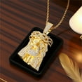 thumbnail image 6 of Seyotauo Jesus Pendant Necklace Rope Gold Chain for Men Iced out Gold Plated Simulated Diamond Chain Stainless Steel Chain, 6 of 6
