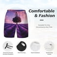 thumbnail image 5 of Lsque Mens Swim Trunks Lavender Field Sunset Pattern - Bathing Suit Compression Liner - Beach Swim Shorts Swimwear - (S-3XL) - Stretch Quick Dry -Large, 5 of 9