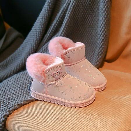 

Girls‘ snow boots 2024 winter new children‘s shoes children‘s fleece-lined padded cotton boots boys non-slip warm cotton shoes