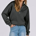 thumbnail image 4 of YUGYXL Half Zipper Hoodies for Women Drop Shoulders Long Sleeve Pullover Solid Color Holiday Sweatshirts Gray XXL, 4 of 8