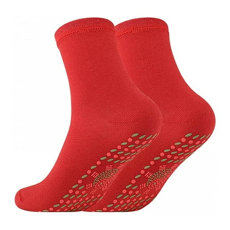 

Xewsqmlo 2pcs Heating Socks Mugwort Wormwood Clearing Damp Foot Warm Massage (Red)