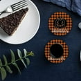 thumbnail image 6 of FMSHPON Happy Halloween Grimace Pumpkin Orange Buffalo Plaid Set of 8 Round Coaster for Drinks, Absorbent Ceramic Stone Coasters Cup Mat with Cork Base for Home Kitchen Room Coffee Table Bar Decor, 6 of 6