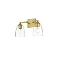 thumbnail image 2 of Living District Gianni 2-Light Iron & Glass Bath Sconce in Brass/Clear, 2 of 6