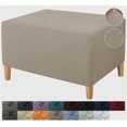 thumbnail image 1 of GHSDFBB Super Stretch Rectangle Ottoman Slipcover Oversized Soft Spandex Jacquard Small Ottoman Covers Square Footstool Slipcover Storage with Elastic Bottom for Living Room (Small, Khaki), 1 of 7