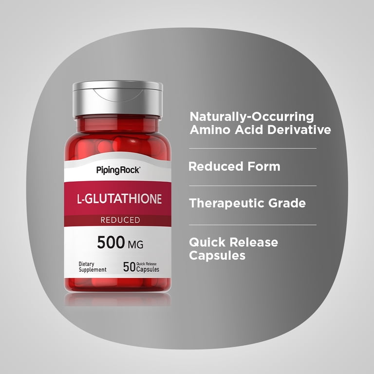 L-Glutathione (Reduced) 500 mg | 50 Capsules | Non-GMO, Gluten Free