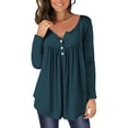 thumbnail image 2 of Yuyuzo Womens Fall Shirts Long Sleeve Casual Scoop Neck Buttons Ruffled Tunic Tops Flowy Blouses, 2 of 6