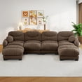 thumbnail image 3 of FFH 150" U-Shaped Sectional Sofa, Modular Cloud Couch for Big Living Room, Contemporary Furniture Set, Brown, 3 of 12