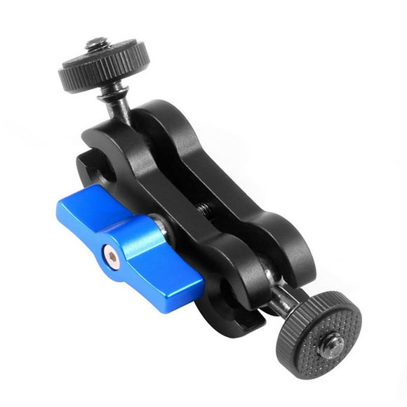 Amdohai Double Ballhead Mount 1/4 Inch Screw Ball Head Arm 360 Degree Rotation Anodisation Aluminum Alloy for Phone Gimbal Monitor Photography Handle