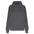 thumbnail image 5 of Plus Size Women’s Fashion Hoodie Long Sleeve Pullover Sweatshirt Casual Solid Color Oversized Hooded Top with Front Pocket Daily Outfits Dark Gray, 5 of 5