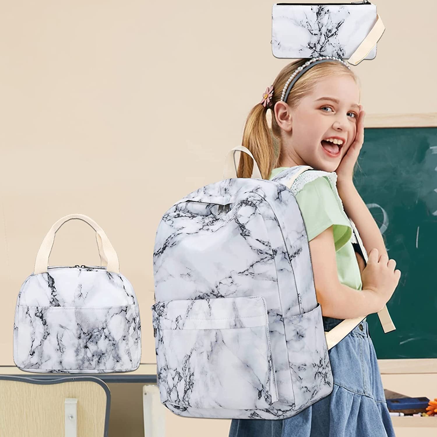 Marble top school backpack