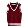 thumbnail image 1 of Gyratedream Unisex Argyle Plaid Sweater Vest Cable Knit Cotton V Neck Sleeveless Uniform Vest 5-15Y, 1 of 4