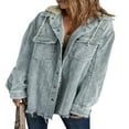 thumbnail image 1 of POINTERTECK Womens Corduroy Shacket Jacket Long Sleeve Button Down Color Block Hooded Coat with Pockets, 1 of 7