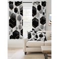 thumbnail image 2 of Black Grey Blackout Curtains 39 Inches Long for Bedroom, Geometric Gold White Hexagon Modern Thermal Insulated Room Darkening Black Out Window Curtain Panels Grommet Drapes for Living Room, 2 of 8