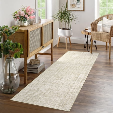 Modern Taupe Runner Rug 2x6 Washable Runner for Hallway Neutral Accent Rug with Non Slip TPR Backing, Soft Non Shedding Kitchen Mat, Low Pile Thin Carpet for Entryway Laundry