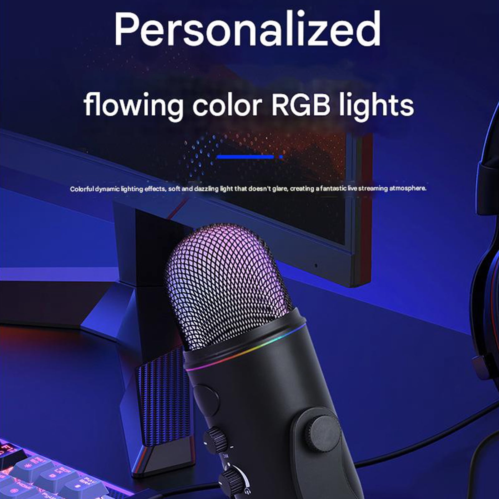 Professional USB Condenser Microphones with Advanced Noise Reduction and Volumes Control Plugs and Play for Mobile Gaming Streaming Podcasts