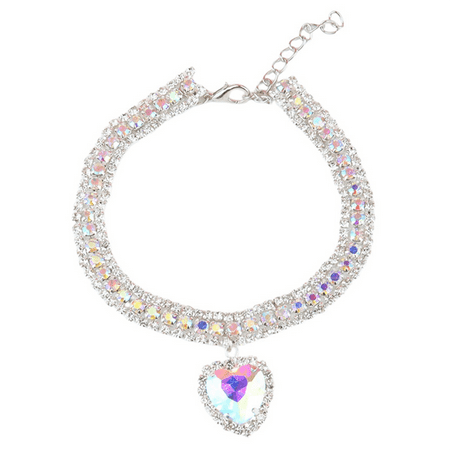Dog Shiny Rhinestone Collar Cat Heart Diamond Jewelry Necklace Pet Bling Princess Puppy Supplies Accessories D