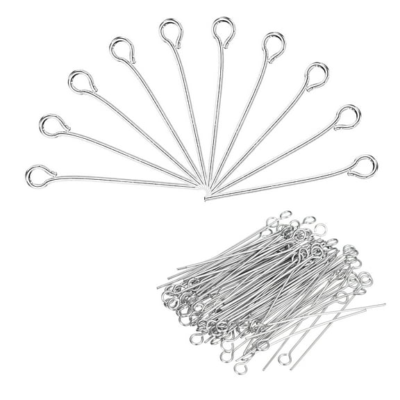 Eye Pins Jewelry Findings 500Pcs Eye Pins 22mm Iron Eye Pins Jewelry Making DIY Craft 21 Gauge Head Pins Silver