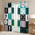 thumbnail image 2 of Manfei Teens Baseball Player Curtains Pack of 2 (42x84 Each), Square Plaid Curtains Blackout, Cartoon Sport Theme Bedroom Curtains, Curtains and Drapes Bedroom Decor, 2 of 6