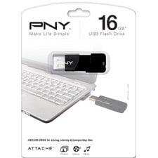 PNY 16GB Attaché USB 2.0 Flash Drive - 16 GB - USB 2.0 - Black - (Best Flash Drive For Readyboost)
