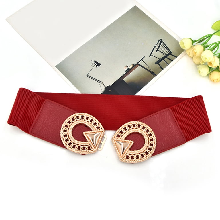 CBGELRT Vintage Elastic Wide Waist Belts For Women Gold  display picture 3
