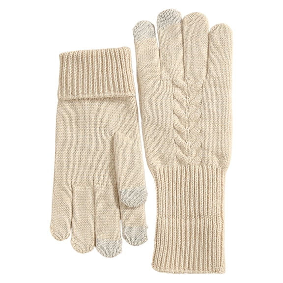 FNGZ 1 Pair of Gloves, Beige Gloves Mittens, Winter Knit Gloves Warm Full Fingers Women With Upgraded Anti Glove Fleece Lined