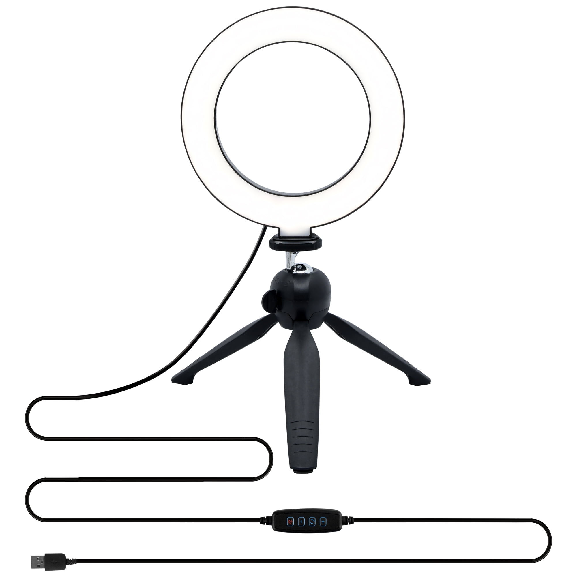 Xtreme LED 6-inch Ring Light, Ball-Joint Gooseneck and Tripod, 10 Brightness Levels, Multi-White Color Modes, 6ft USB Cable and Power Adapter