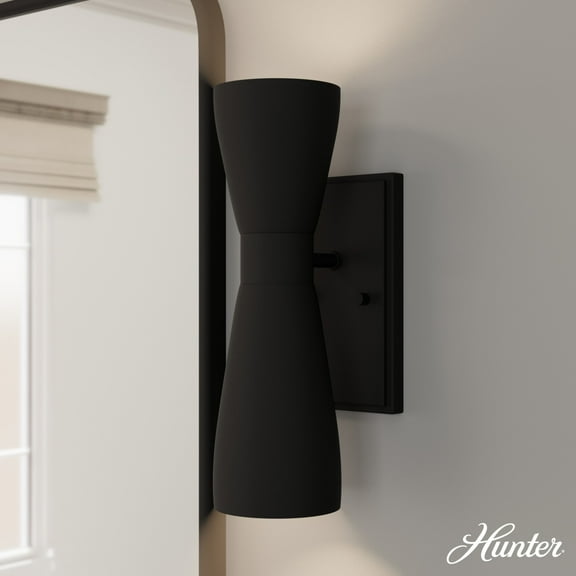 Hunter - Zola 2-light Matte Black, Small Sconce Light, Dimmable, Formal Style, for Bedrooms, Dining, Living Rooms - 19826
