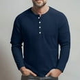 thumbnail image 4 of Kixjoy Blue Henley Shirts for Men Long Sleeve Big and Tall Waffle Knit Henley Shirts Fashion Button Down Basic Tops Lightweight Warm Baggy Men's T-Shirts, Navy 3XL, 4 of 7