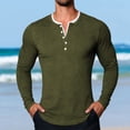 thumbnail image 2 of XUANTAOO Mens T Shirt Long Sleeve Button Down Crewneck Henley Shirts Loose Fit Green Shirt with Button Mens Clothes, 2 of 4