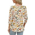thumbnail image 3 of successthop Boho Blouses for Women Plus Size 3/4 Sleeve Top Crewneck Casual Pullover Clothes Button Floral Shirts, 3 of 7