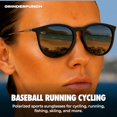 thumbnail image 5 of GRINDERPUNCH Polarized Round Sunglasses for Men Women UV400 Retro Vintage Fashion Sun Glasses Lightweight Driving Fishing Outdoor Eyewear Shades - Black, 5 of 9