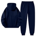 thumbnail image 5 of Babcutegg Mens Letter Print Outfit 2-Piece Hooded Sweathsirt and Jogger Sweatpants Loose Casual Set Navy Size 2XL, 5 of 8
