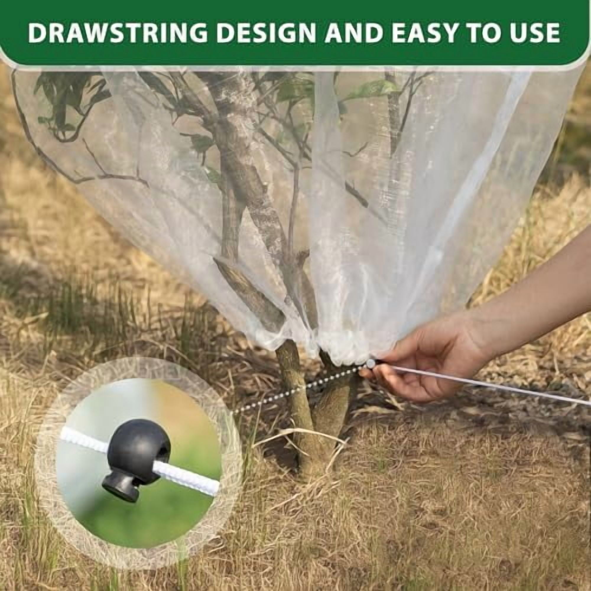 Fruit Tree Netting Bags with Drawstring,Insect Bird Netting Pest Barrier for Garden Protection,Blueberry Bushes Netting Cover for Protect Plant Flower from Cicadas Bug (4.9 x 3.3 FT - 6 Pack)
