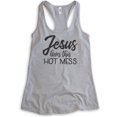 thumbnail image 1 of Jesus Loves This Hot Mess Tank Top, Ladies Racerback Tank Top, Religious Tank, Christian Mom Tank, Heather Gray, X-Large, 1 of 3
