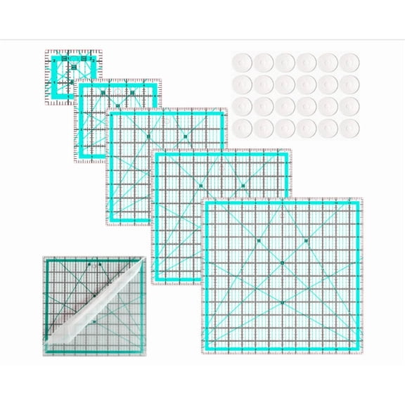 Quilting Rulers(2.5", 5", 8.5", 10",12"),5 Square Ruler Quilting Templates,Quilting Ruler Acrylic Rulers
