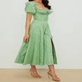 thumbnail image 3 of EIMELI Robe Boho Cottagecore pour Femmes à Manches Bouffantes Robe Vintage à Encolure Carrée Robe Fendue à Fleurs Flatteuse Maxi Longue Robes d'Été, 3 of 7