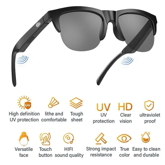 HE. Smart Glasses, Wireless Bluetooth Smart Sunglasses AF06, IP4 Waterproof,Open Ear sound Speakers Music&Hands-Free Calling, Connect Mobile Phones and Tablets