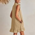 thumbnail image 6 of Women's Sleeveless Half Zip Casual Loose Mini Dress with Stand Collar and Ruffle Hem, 6 of 8