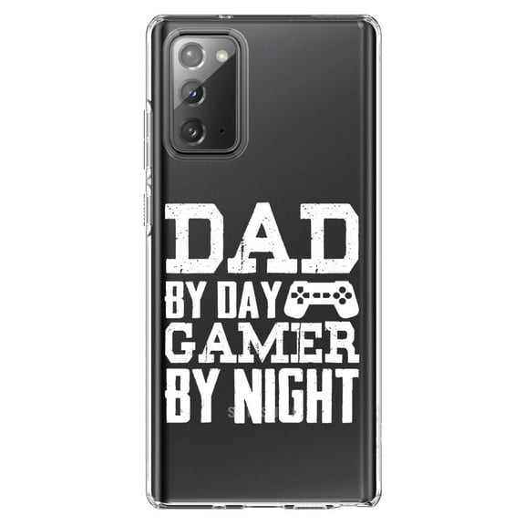 DistinctInk Clear Shockproof Hybrid Case for Galaxy Note 20 ULTRA (6.9" Screen) - TPU Bumper Acrylic Back Tempered Glass Screen Protector - Dad By Day Gamer By Night