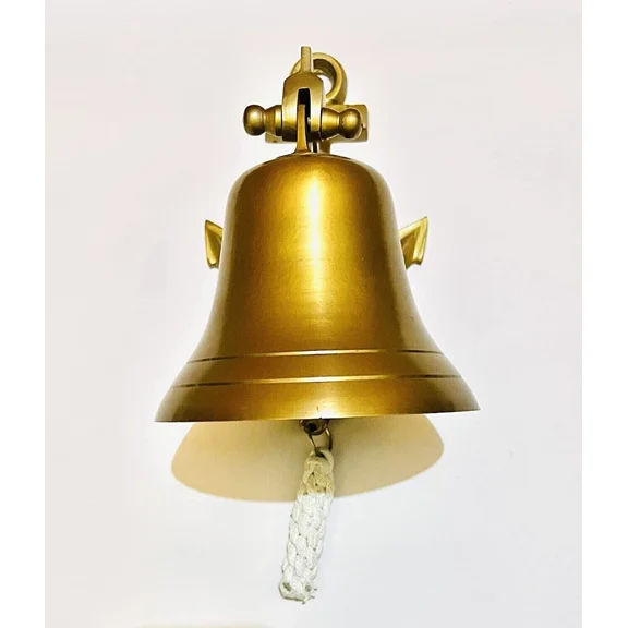 7.5" Medieval Brass Ship Wall Bell with Bracket & Lanyard | Nautical Antique Finish Gift Décor