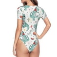 thumbnail image 4 of Easygdp Music Lover Dinosaur Women's One-Piece Swimsuit Slim Fit Crew Neck Bodysuit Athletic Swimwear with Concealed Buckle - XX-Large, 4 of 9