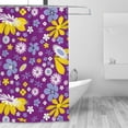 thumbnail image 3 of Purple Floral Flowers Pattern Shower Curtain, Retro Style Waterproof Bath Curtains for Bathroom Decorations, 72 x 72 inches, 3 of 7