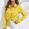 thumbnail image 4 of ZyeKqe Satin Blouses for Women Button down Long Sleeve Shirts Collared Casual Work Office Blouse Shirt Tops, 4 of 8