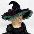 thumbnail image 4 of Bainana Halloween Witch Cosplay Hat For Women Lace Trim High Top Cap Wide Brim Adjustable Festival Events Hat, 4 of 5