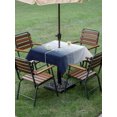 thumbnail image 5 of Square Outdoor Tablecloth with Umbrella Hole Mist Ocean Table Cloth Waterproof Patio Table Cover Coastal Indigo Gray Ombre Sea Waves Minimalist Zipper Tablecloths for Picnic Camping 54x54 Inch, 5 of 8