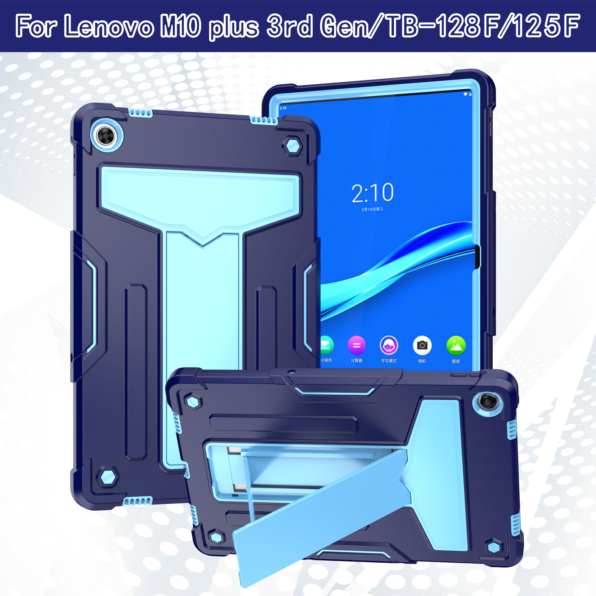 For Lenovo Tab M10 Plus (Gen 3) Tri-fold Stand PU Leather + TPU  Scratch-resistant Drop-proof Tablet Cover All-round Protection Case - Blue  Wholesale