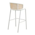 thumbnail image 6 of LeisureMod Ervilla Mid-Century Modern Wicker Bar Stool with Fabric Seat and White Powder Coated Steel Frame for Kitchen and Dining Room, 6 of 12