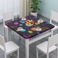 thumbnail image 3 of Neon Halloween Pattern Square Fitted Tablecloth with Elastic Edge,Square Table Cover,Washable Elastic Table Cover for Home Kitchen Party Decor 34"x34", 3 of 6