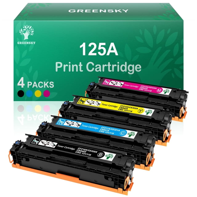 Cartucho de tóner GREENSKY compatible para HP 125A, paquete de 4