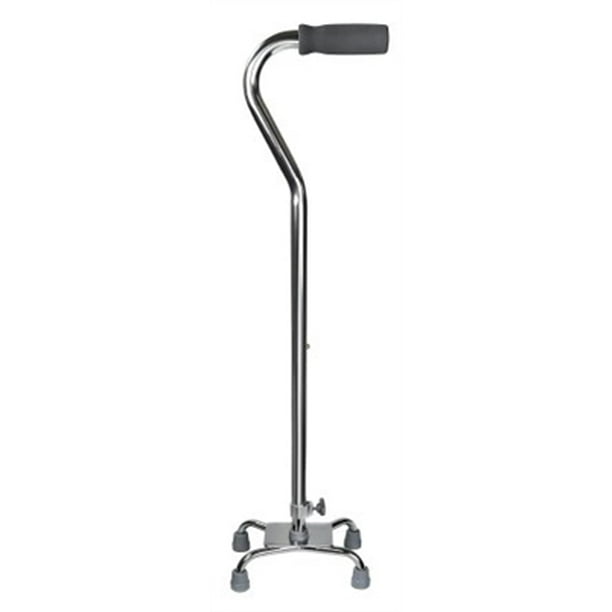 Quad Cane, Chrome Finish, Adjustable 30" to 39", Small Base, Aluminum